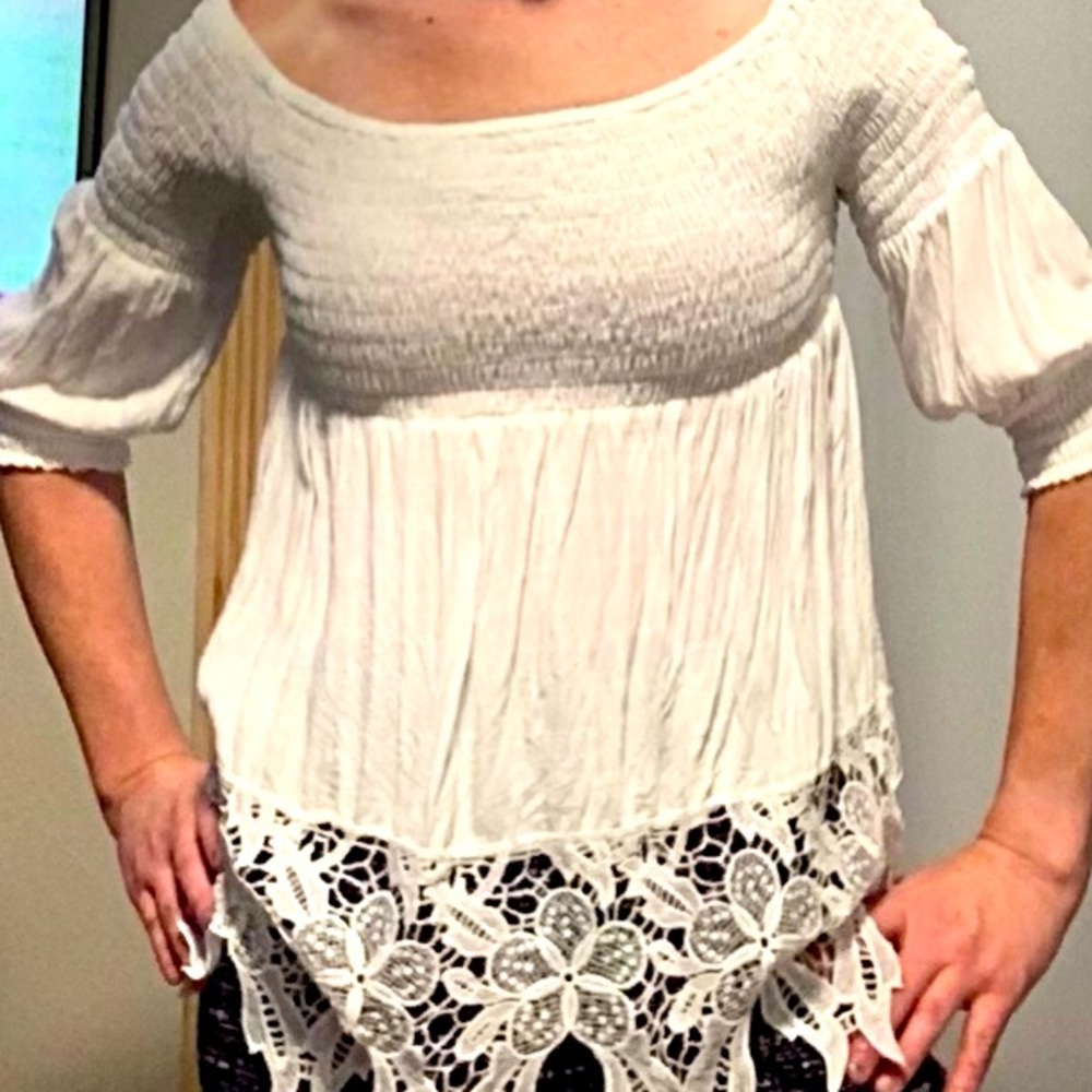 Marianne White Peasant Top